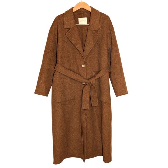 American Vintage Jackets & Blazers - American Vintage Brown Dadoulove Wool Blend Single-breasred Long Coat, size S